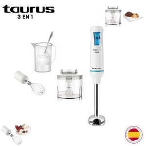 Taurus Mixeur Plongeant 3en1 + fouet + Bol Hachoir 500w – Robot 500 PLUS INOX